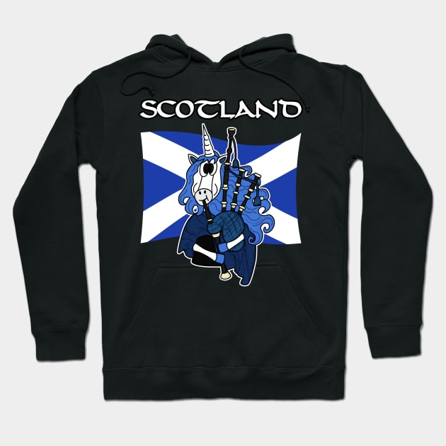 Scotland Unicorn Playing Bagpipes Scottish St Andrews Day Hoodie by doodlerob